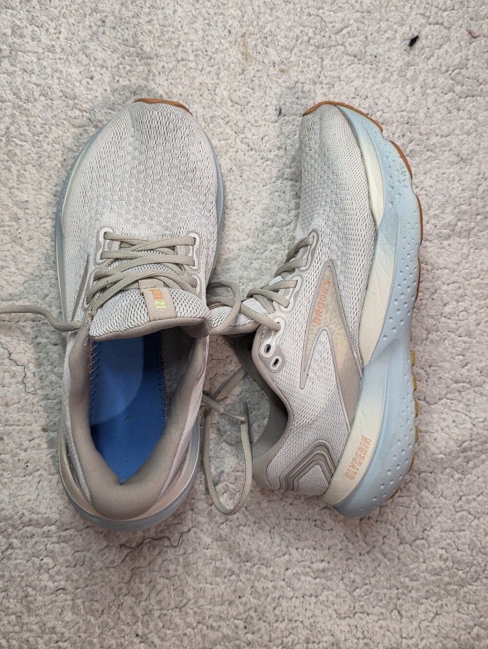 Brooks Glycerin 21 Womens 10 M White Grey Running Shoes 1204081B195 No Insole